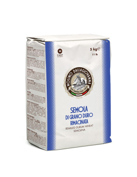 แป้งเซโมลินาที่บดใหม่ Molino Dallagiovanna remilled durum semolina 5kg