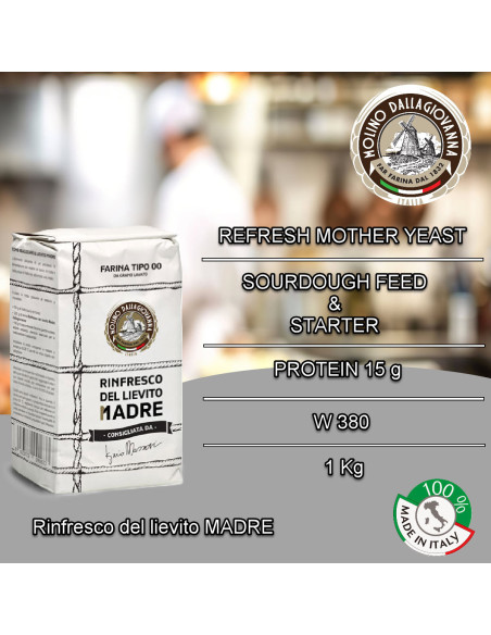 แป้งสาลีสำหรับทำยีสต์แม่ ซาวร์โดว์ Molino Dallagiovanna Refresh Yeast