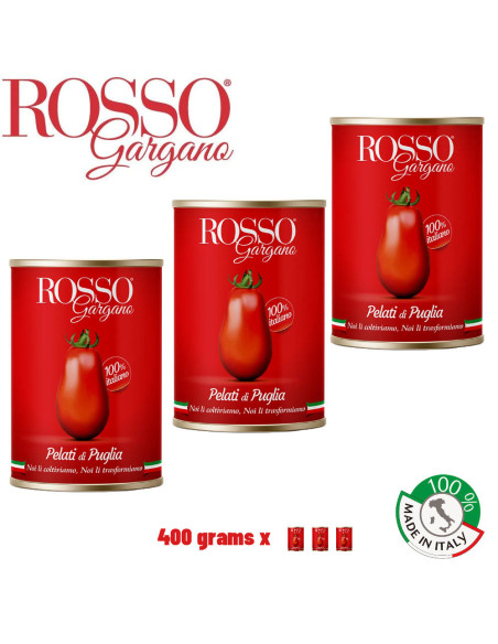 Rosso Gargano brand Whole Peeled Tomatoes  400g  x 3 can  from Italy