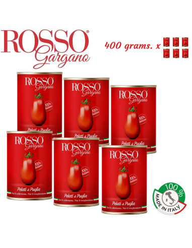 Rosso Gargano brand Whole Peeled Tomatoes  400g  x 6 cans  from Italy