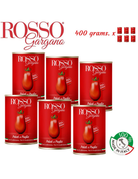 Rosso Gargano brand Whole Peeled Tomatoes  400g  x 6 cans  from Italy