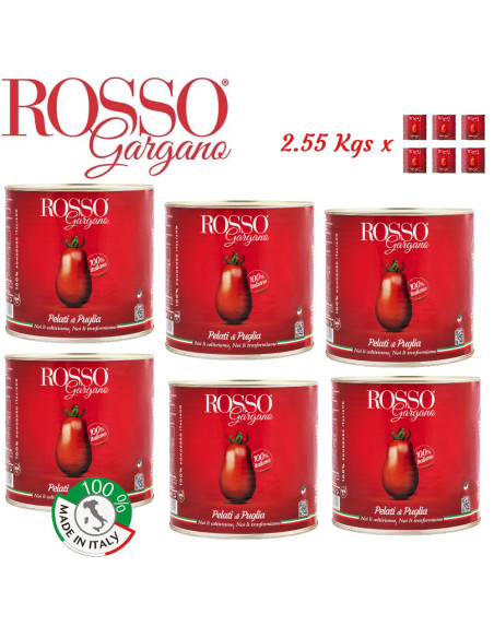 Rosso Gargano brand Whole Peeled Tomatoes  2.55 Kg  x6 cans from Italy